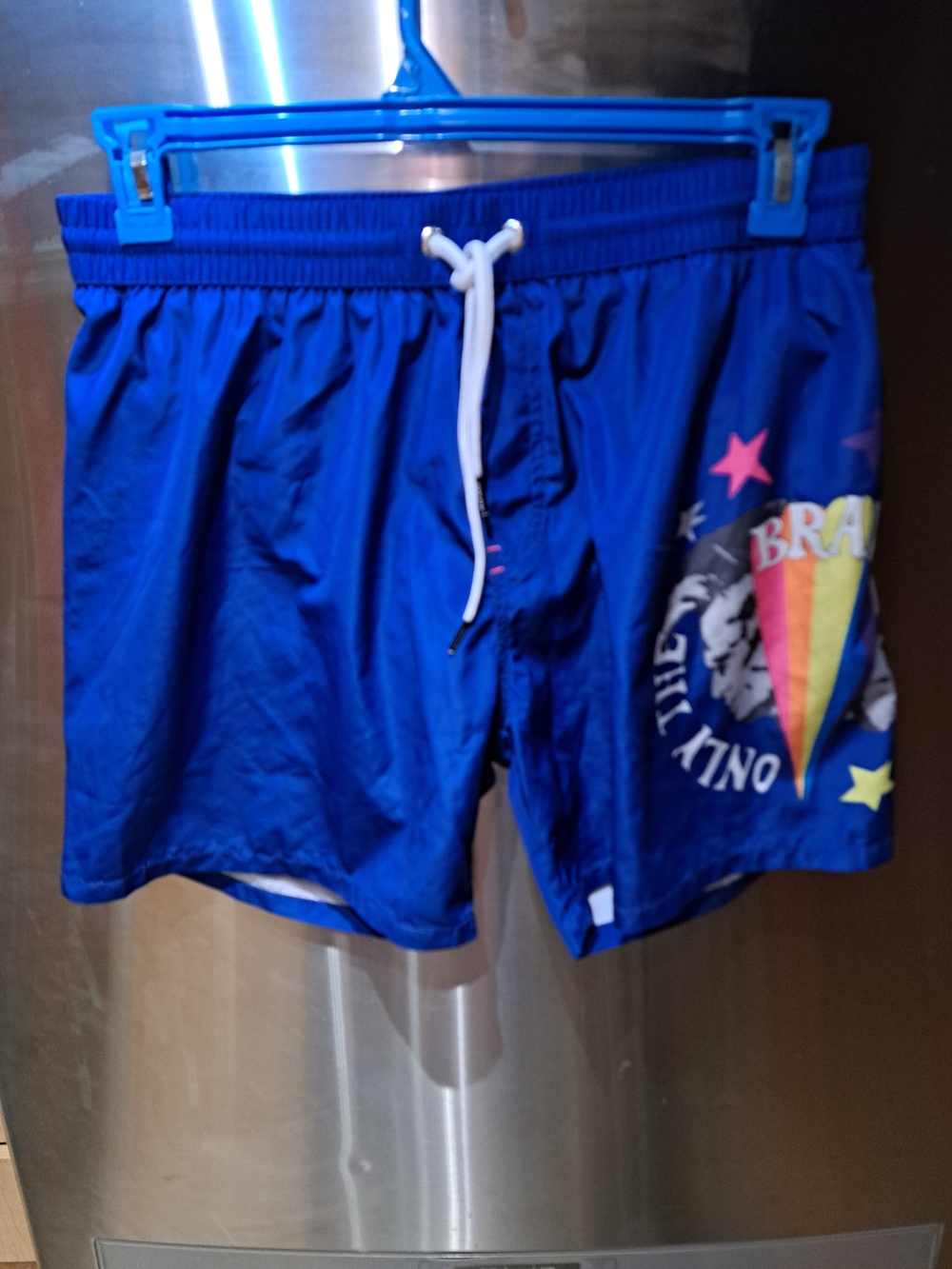 Diesel Blue Swim Trunks with Colorful Graphic